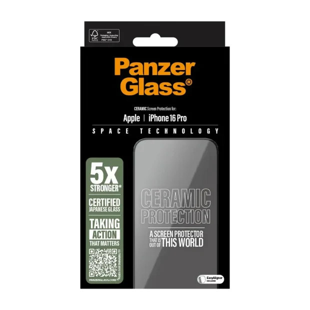Folie Sticla Ceramic Protection PanzerGlass pentru iPhone 16 Pro No2854 Negru