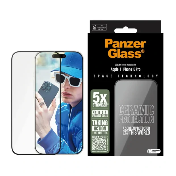 Folie Sticla Ceramic Protection PanzerGlass pentru iPhone 16 Pro No2854 Negru