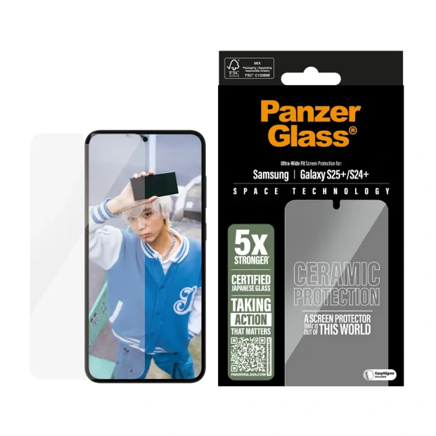 Folie Sticla Ceramic Protection PanzerGlass pentru Samsung Galaxy S25 Plus/S24 Plus Transparent