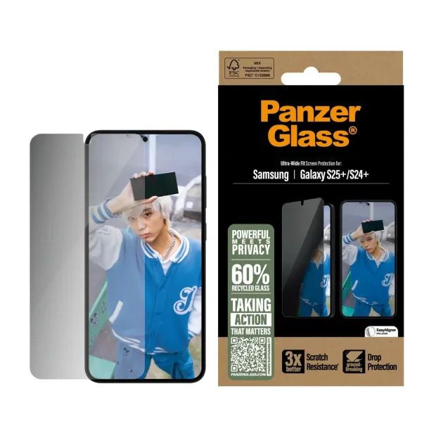 Folie Sticla Privacy PanzerGlass UWF pentru Samsung Galaxy S25 Plus