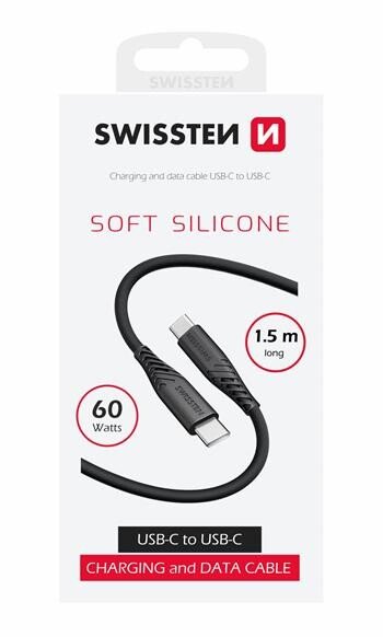Cablu Date Swissten Soft Silicon USB-C/USB-C 60W 3A 1.5m Negru thumb