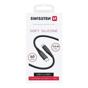 Cablu Date Swissten Soft Silicon USB-C/USB-C 60W 3A 1.5m Negru
