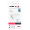 Incarcator Retea Swissten GaN 1x USB-C 20W 1xUSB-A 18W Alb