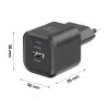 Incarcator Retea Swissten GaN 1x USB-C 20W 1xUSB-A 18W Negru