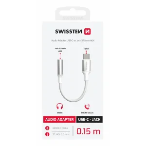 Adaptor Audio Swissten USB-C/Jack 3.5mm 0.15m Alb