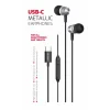 Casti Audio cu Fir Swissten Metallic USB-C Negru