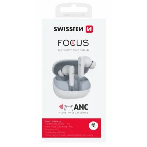 Casti Bluetooth Swissten ANC Focus Alb