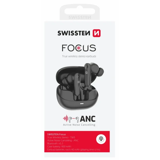 Casti Bluetooth Swissten ANC Focus Negru
