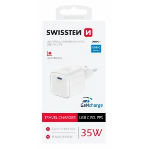 Incarcator Retea Swissten GaN 1x USB-C 35W Alb