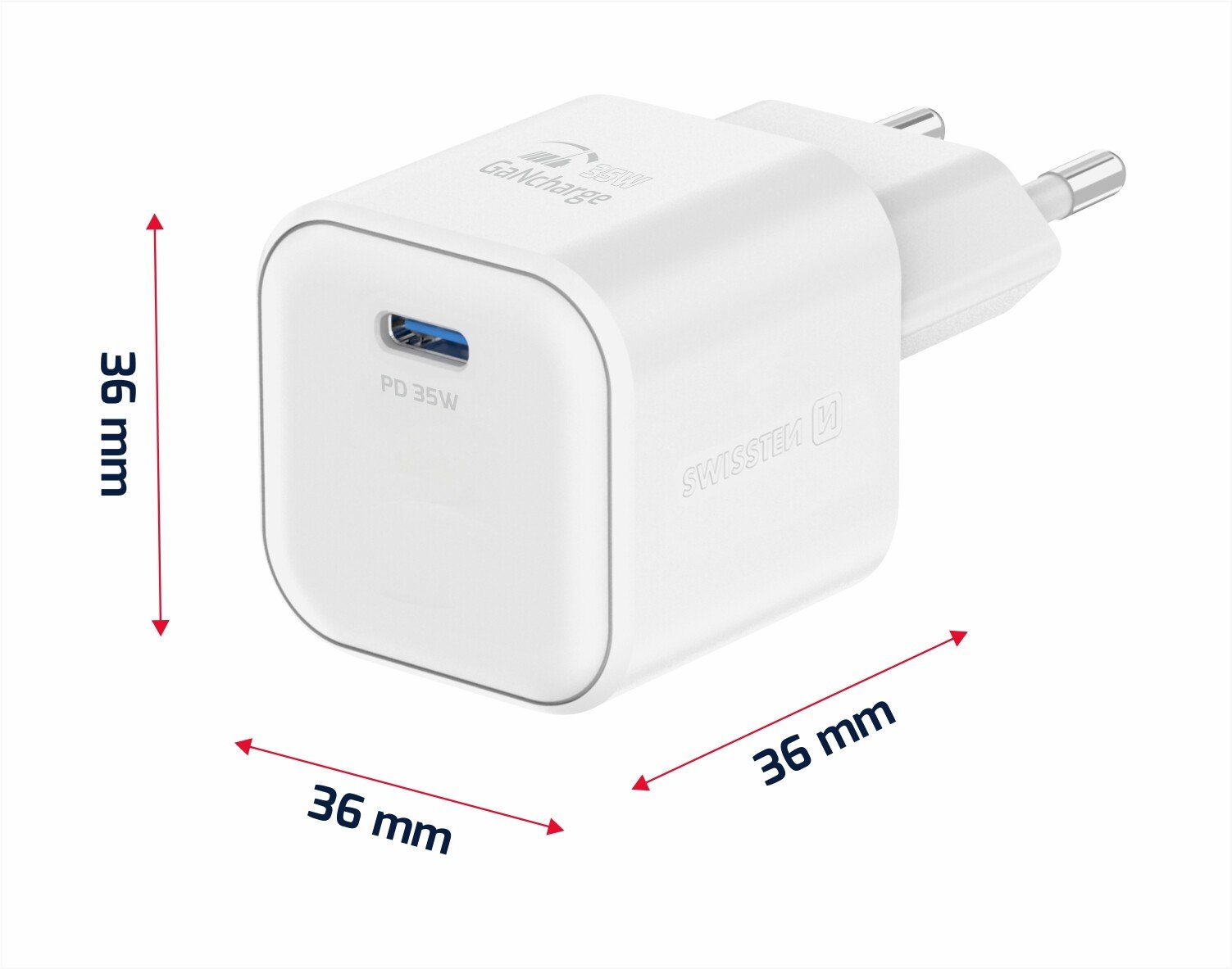 Incarcator Retea Swissten GaN 1x USB-C 35W cablu USB-C/Lightning 1.2m Alb thumb