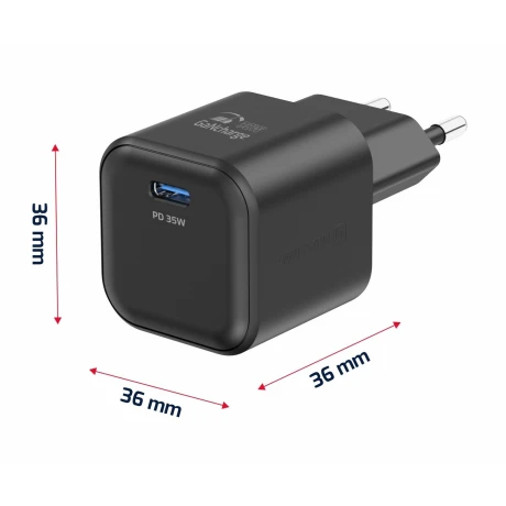 Incarcator Retea Swissten GaN 1x USB-C 35W cablu USB-C/Lightning 1.2m Negru