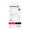 Incarcator Retea Swissten GaN 1x USB-C 35W cablu USB-C/USB-C 1.2m Alb
