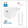 Incarcator Retea Swissten GaN 1x USB-C 35W cablu USB-C/USB-C 1.2m Alb