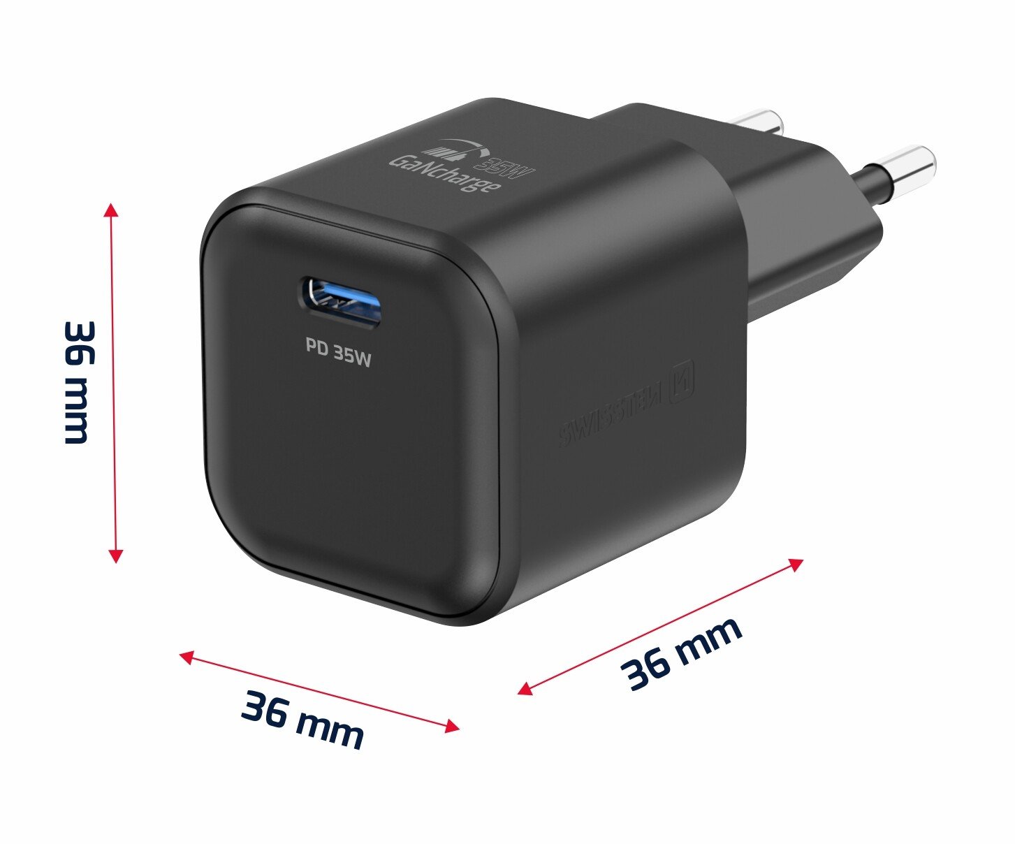 Incarcator Retea Swissten GaN 1x USB-C 35W cablu USB-C/USB-C 1.2m Negru thumb