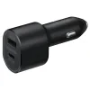 Set Incarcator Auto + Cablu Type-C to Type-C compatibil cu Samsung  1xUSB Type C 45W  1xUSB 15W Negru