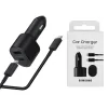 Set Incarcator Auto + Cablu Type-C to Type-C compatibil cu Samsung  1xUSB Type C 45W  1xUSB 15W Negru