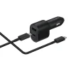 Set Incarcator Auto + Cablu Type-C to Type-C compatibil cu Samsung  1xUSB Type C 45W  1xUSB 15W Negru