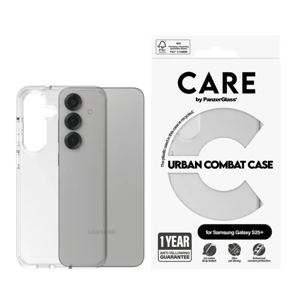 Husa Spate PanzerGlass Hard Care Urban Combat pentru Samsung Galaxy S25 Transparent