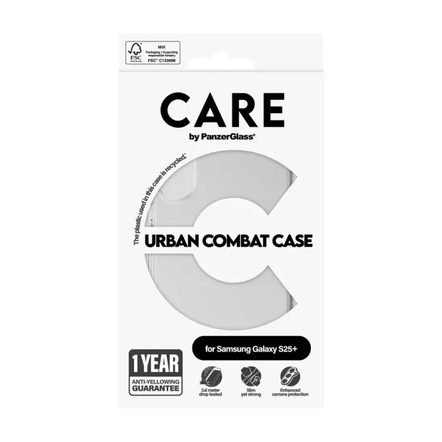 Husa Spate PanzerGlass Hard Care Urban Combat pentru Samsung Galaxy S25 Transparent