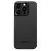 Husa Spate Pitaka Hard MagEZ  4 Aramid Twill 600D pentru iPhone 15 Pro Max KI1501PMA Negru/Gri