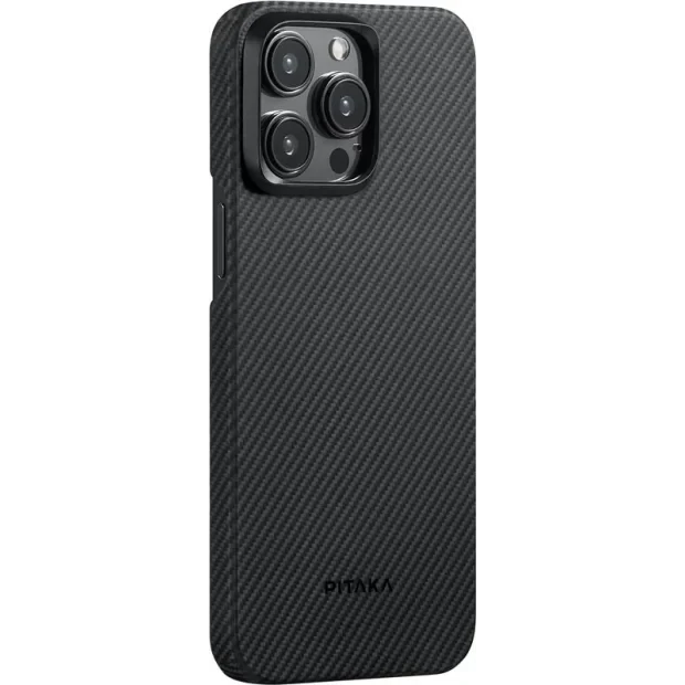 Husa Spate Pitaka Hard MagEZ  4 Aramid Twill 600D pentru iPhone 15 Pro Max KI1501PMA Negru/Gri