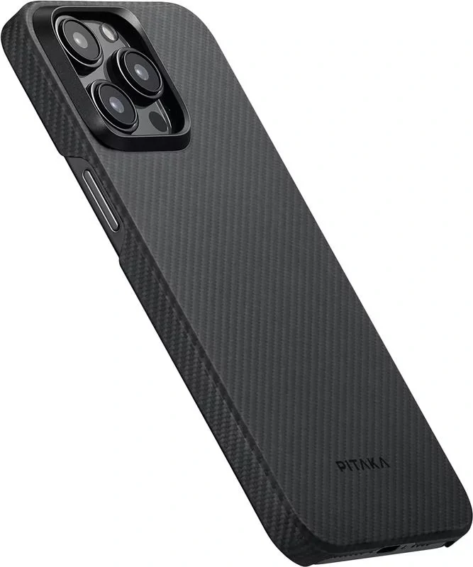 Husa Spate Pitaka Hard MagEZ  4 Aramid Twill 600D pentru iPhone 15 Pro Max KI1501PMA Negru/Gri thumb