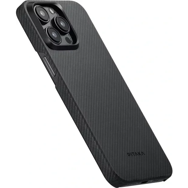 Husa Spate Pitaka Hard MagEZ  4 Aramid Twill 600D pentru iPhone 15 Pro Max KI1501PMA Negru/Gri
