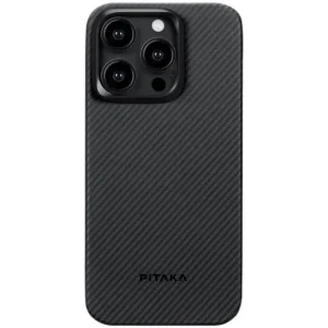 Husa Spate Pitaka Hard MagEZ 4 Aramida 600D pentru iPhone 15 Pro KI1501PA Negru/Gri