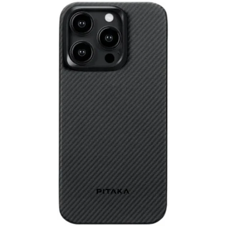 Husa Spate Pitaka Hard MagEZ 4 Aramida 600D pentru iPhone 15 Pro KI1501PA Negru/Gri
