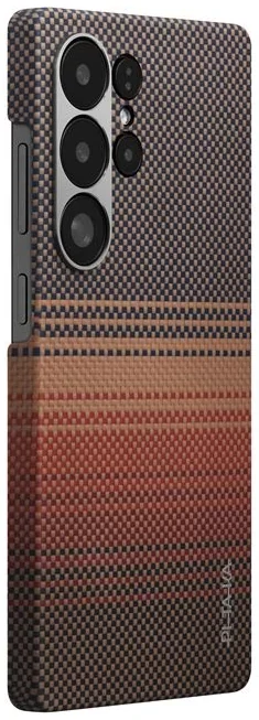 Husa Spate Pitaka Hard MagEZ Tactile Woven pentru Samsung Galaxy S25 Ultra KS2503U Maro thumb