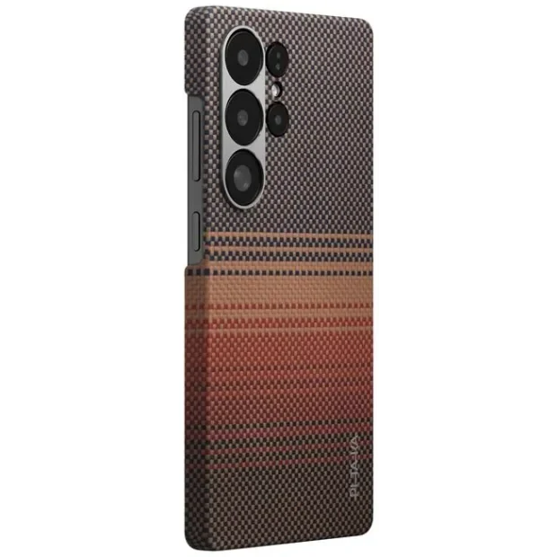 Husa Spate Pitaka Hard MagEZ Tactile Woven pentru Samsung Galaxy S25 Ultra KS2503U Maro