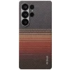 Husa Spate Pitaka Hard MagEZ Tactile Woven pentru Samsung Galaxy S25 Ultra KS2503U Maro