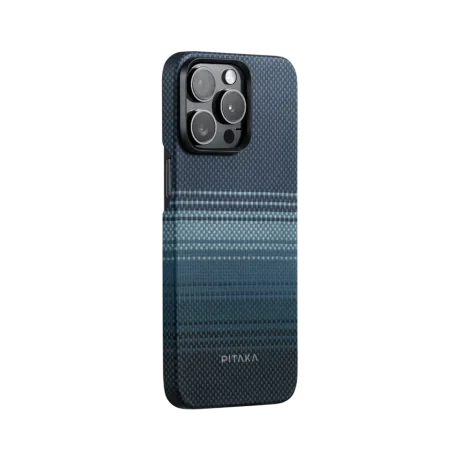 Husa Spate Pitaka Hard MagEZ 4 Aramida Moonrise pentru iPhone 15 Pro Albastru