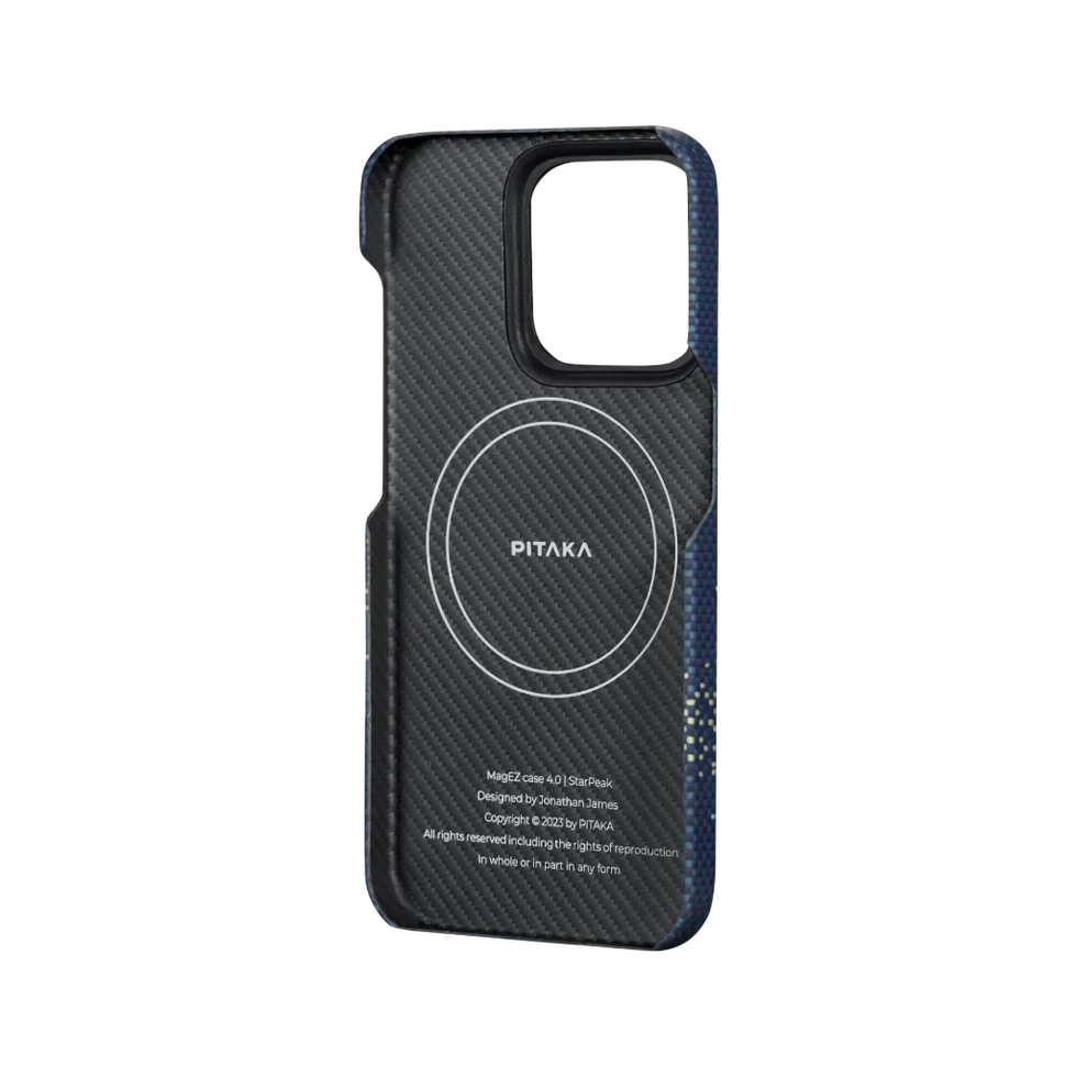 Husa Spate Pitaka Hard MagEZ 4 Aramida StarPeak Milky Way 1500D pentru iPhone 15 Pro Max  Albastru thumb