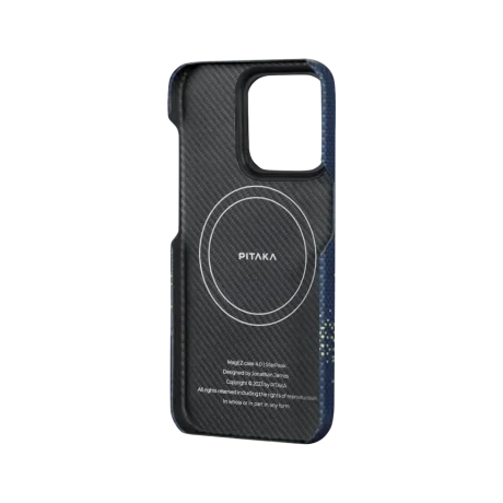Husa Spate Pitaka Hard MagEZ 4 Aramida StarPeak Milky Way 1500D pentru iPhone 15 Pro Max  Albastru