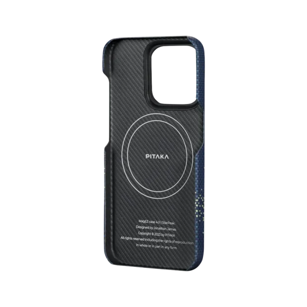 Husa Spate Pitaka Hard MagEZ 4 Aramida StarPeak Milky Way 1500D pentru iPhone 15 Pro Max  Albastru