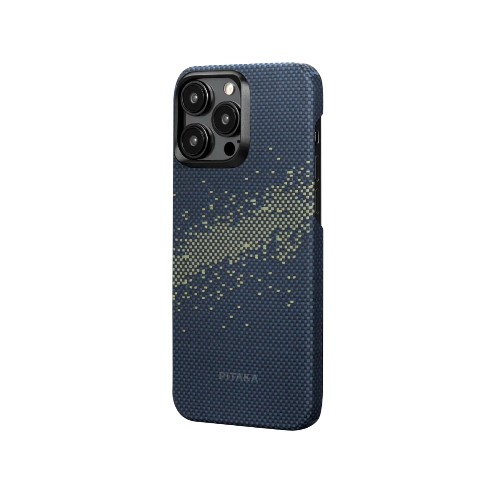 Husa Spate Pitaka Hard MagEZ 4 Aramida StarPeak Milky Way 1500D pentru iPhone 15 Pro Max  Albastru thumb