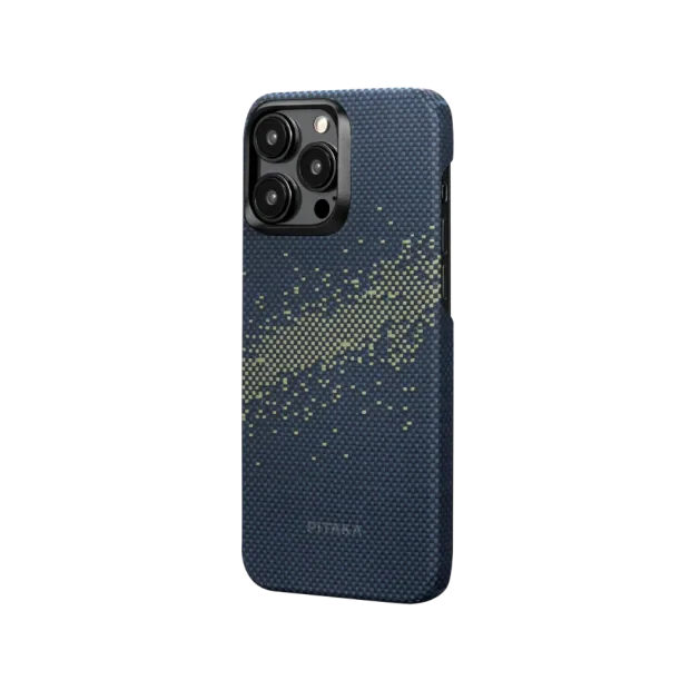 Husa Spate Pitaka Hard MagEZ 4 Aramida StarPeak Milky Way 1500D pentru iPhone 15 Pro Max  Albastru
