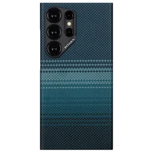 Husa Spate Pitaka Hard MagEz Aramid  pentru Samsung Galaxy S24 Ultra  Albastru
