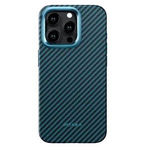 Husa Spate Pitaka Hard MagEZ Pro 4 Aramid 1500D pentru iPhone 15 Pro Max  Negru/Albastru