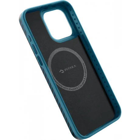 Husa Spate Pitaka Hard MagEZ Pro 4 Aramid 1500D pentru iPhone 15 Pro Max  Negru/Albastru