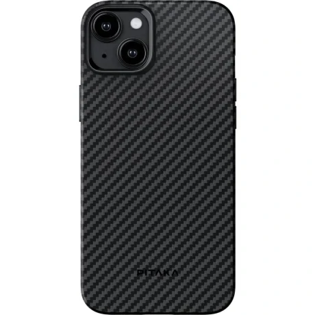 Husa Spate Pitaka Hard MagEZ Pro 4 Aramida Twill 1500D pentru iPhone 15 KI1501MMP Negru/Gri