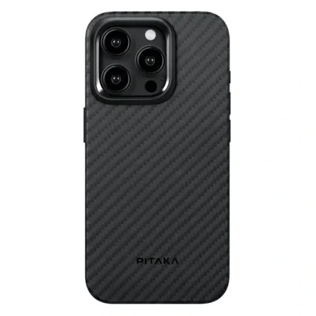 Husa Spate Pitaka Hard MagEZ Pro 4 Aramida 1500D pentru iPhone 15 Pro  Negru/Gri