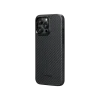 Husa Spate Pitaka Hard MagEZ Pro 4 Aramida 1500D pentru iPhone 15 Pro  Negru/Gri