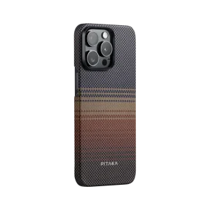 Husa Spate Pitaka Hard MagEZ  4 Aramida Sunset pentru iPhone 15 Pro Maro