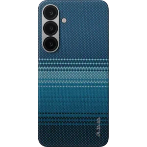 Husa Spate Pitaka Hard MagEZ Tactile Woven pentru Samsung Galaxy S25 Albastru