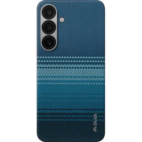Husa Spate Pitaka Hard MagEZ Tactile Woven pentru Samsung Galaxy S25 Albastru