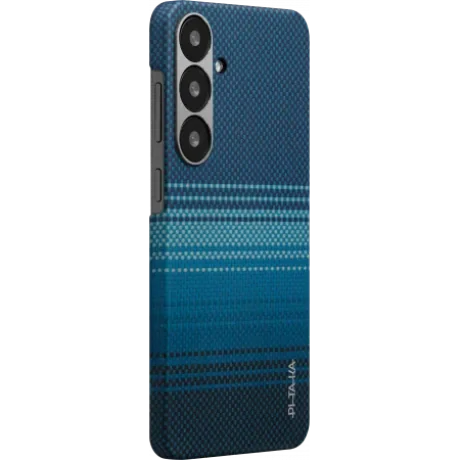 Husa Spate Pitaka Hard MagEZ Tactile Woven pentru Samsung Galaxy S25 Albastru