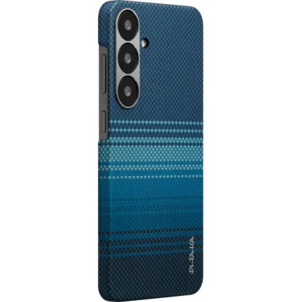 Husa Spate Pitaka Hard MagEZ Tactile Woven pentru Samsung Galaxy S25 Albastru