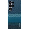 Husa Spate Pitaka Hard MagEZ Tactile Woven pentru Samsung Galaxy S25 Ultra  Albastru
